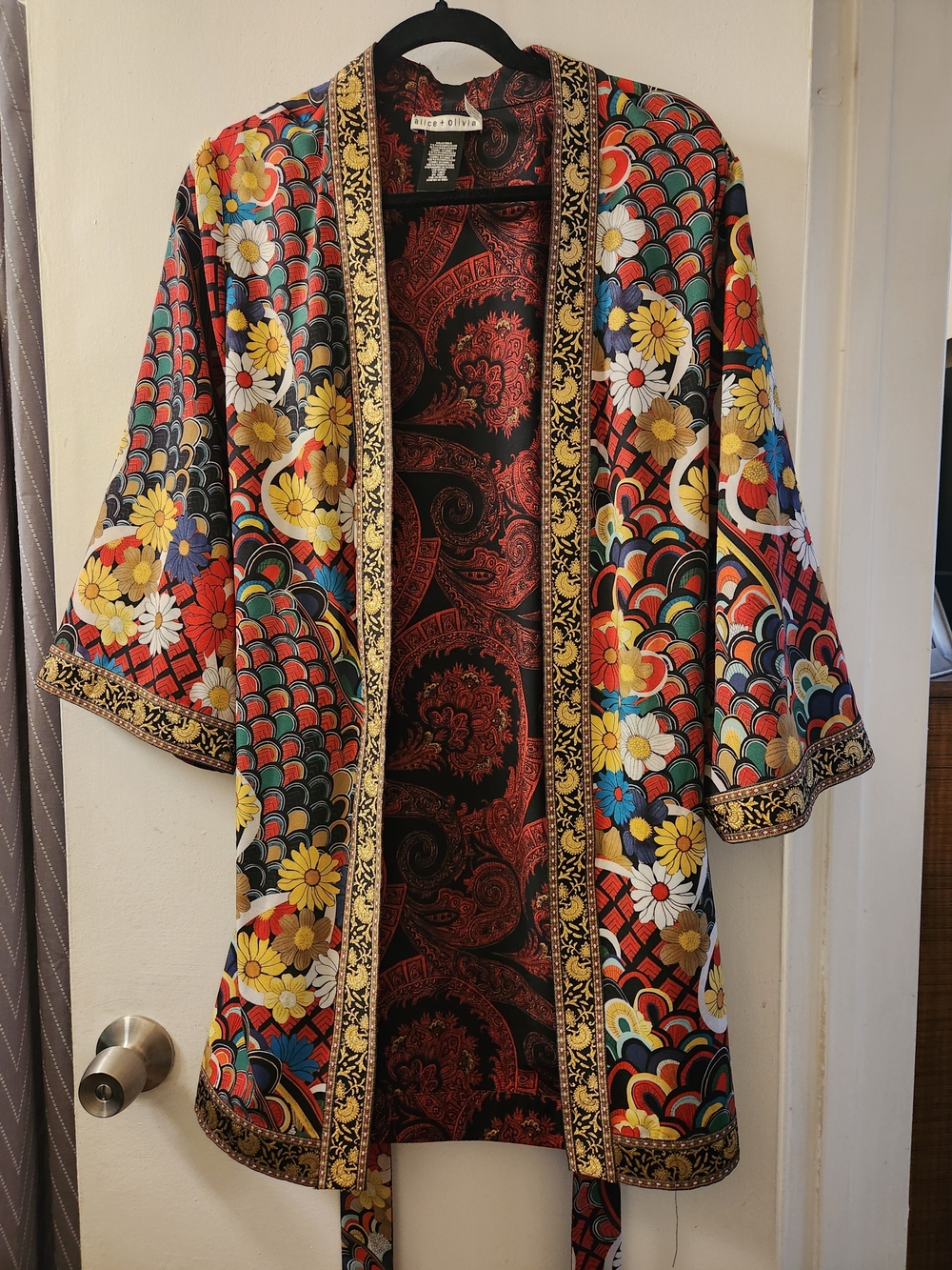 Alice + Olivia Floral Paisley Kimono Robe Top - Multicolor